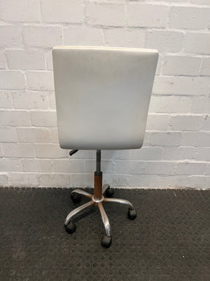 White Pleather Office Chair On Wheels