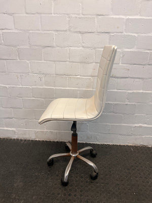 White Pleather Office Chair On Wheels