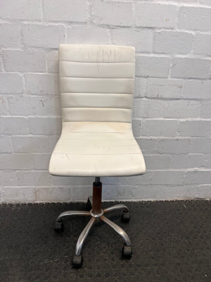 White Pleather Office Chair On Wheels