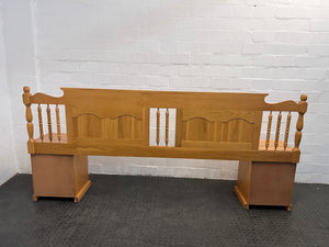 Natural Oak Queen Headboard with Two Beside Tables - REDUCED