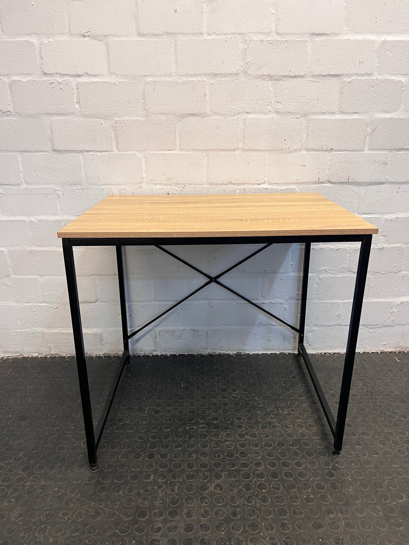 Light Wood Print Steel Framed Desk