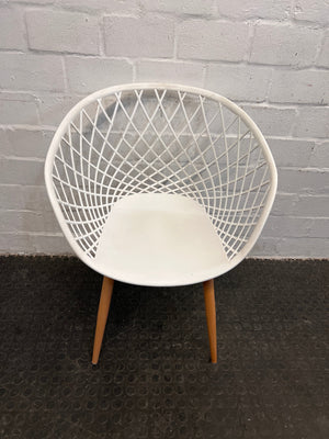 Modern White Armchair with Wooden Legs