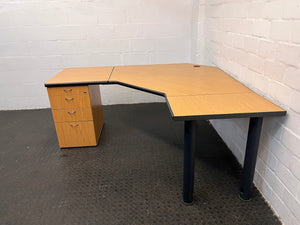 L-Shaped Desks with Four Drawer Credenza(LHS)(160cmx70cmx70cmx74cm)