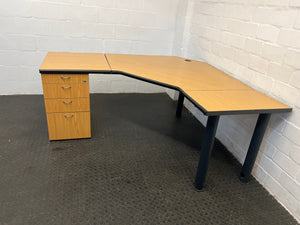 L-Shaped Desks with Four Drawer Credenza(LHS)(160cmx70cmx70cmx74cm)