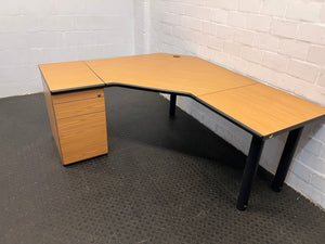 L-Shaped Desks with Four Drawer Credenza(LHS)(180cmx70cmx70cmx74cm)