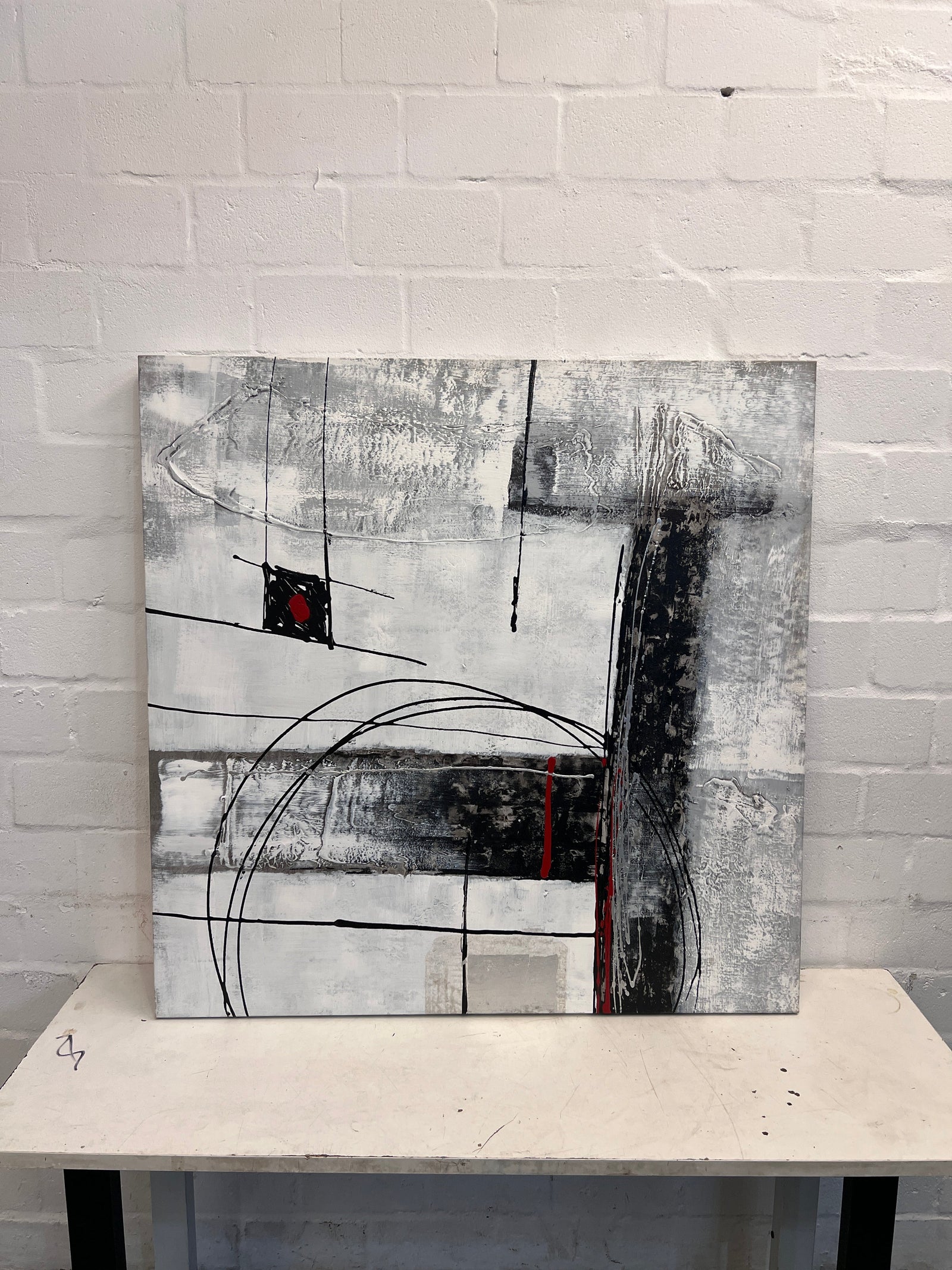 Black,Red and White Abstract Canvas