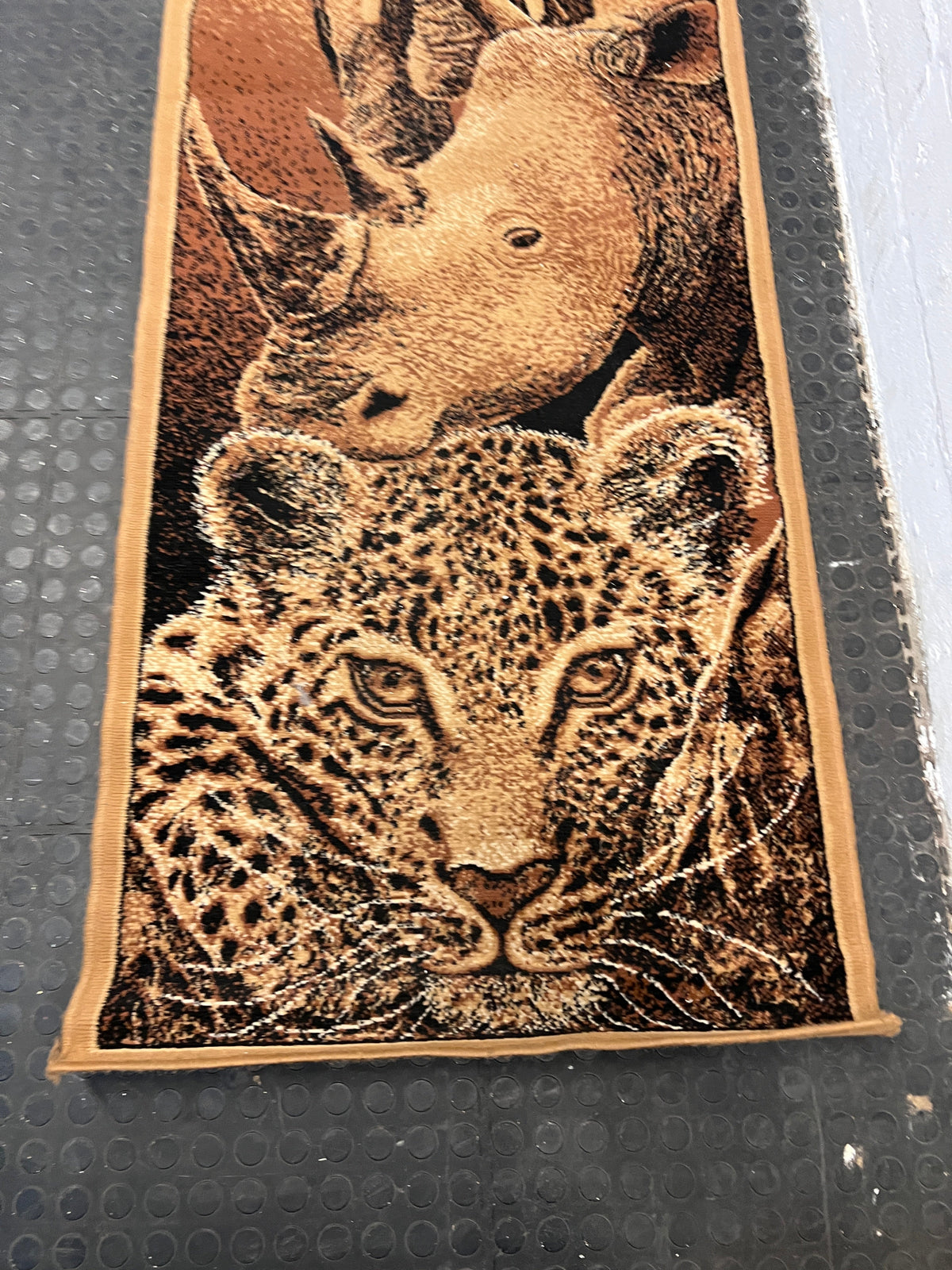 Brown Big Five Printed Passage Carpet - PRICE DROP