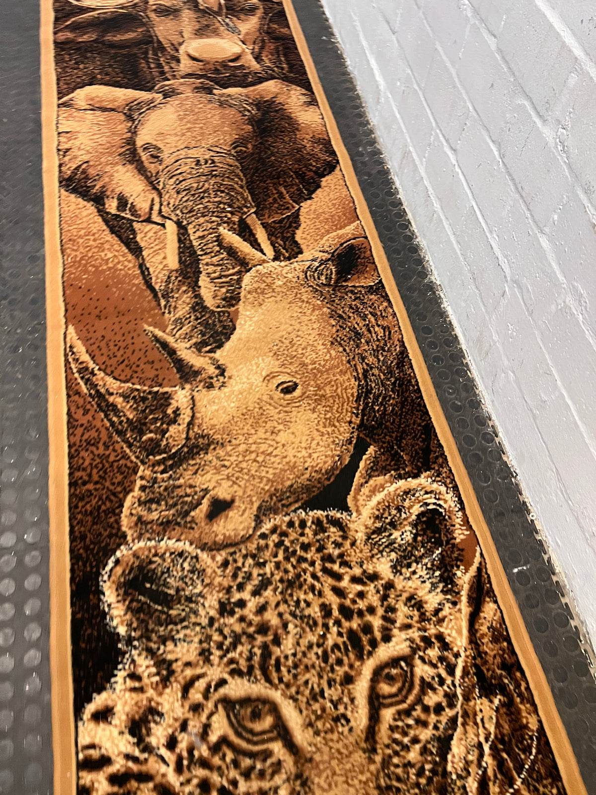Brown Big Five Printed Passage Carpet - PRICE DROP