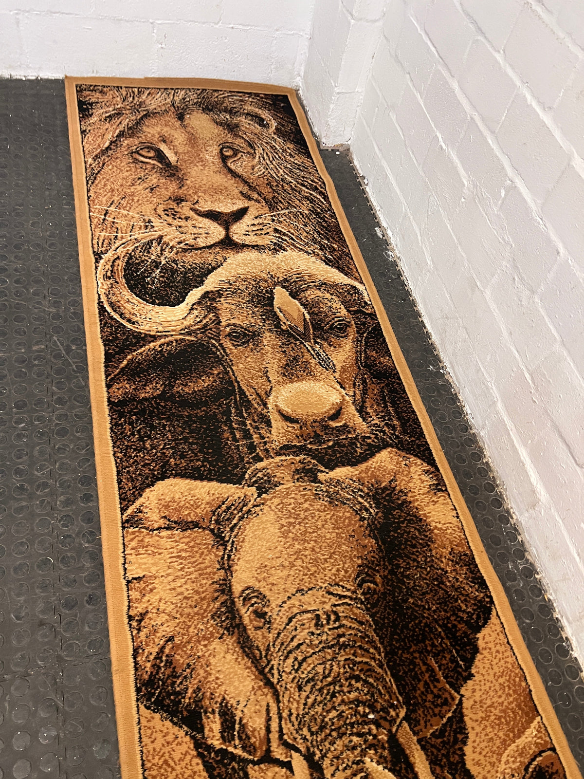 Brown Big Five Printed Passage Carpet - PRICE DROP