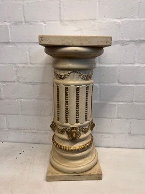 Cream and Gold Pillar Styled Pedestal