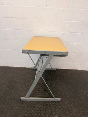 Light Wood Print Steel Frame Desk with Sliding Keyboard Tray