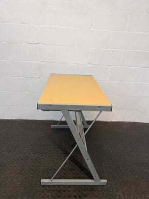 Light Wood Print Steel Frame Desk with Sliding Keyboard Tray