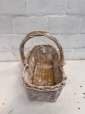 White Washed Picnic Basket