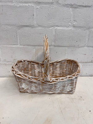 White Washed Picnic Basket