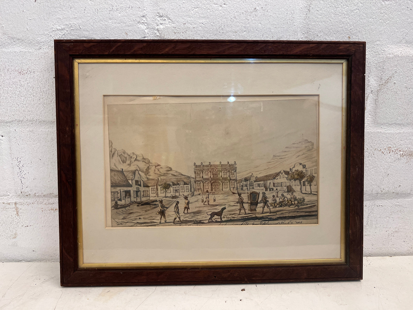 Vintage Town Square Framed Print (47cm by 38cm)