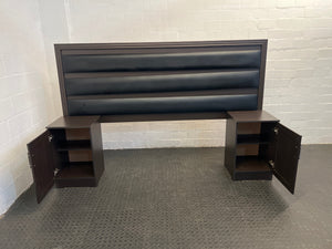 Brown and Black Headboard with Pedestals - REDUCED