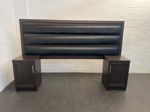 Brown and Black Headboard with Pedestals - REDUCED