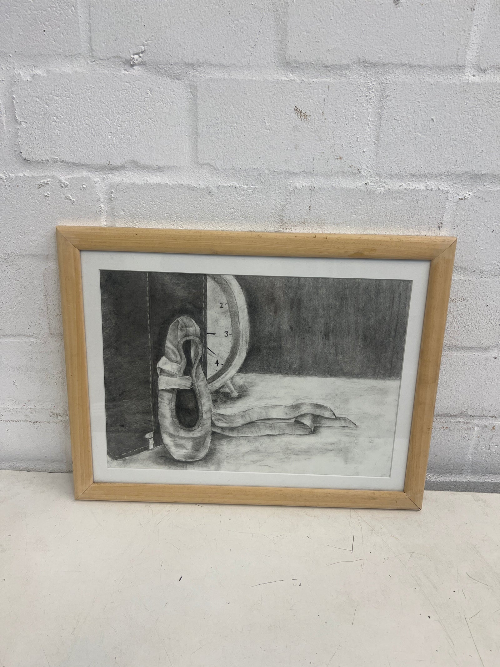 Ballet Pointer Shoe and Clock Framed Wall Art