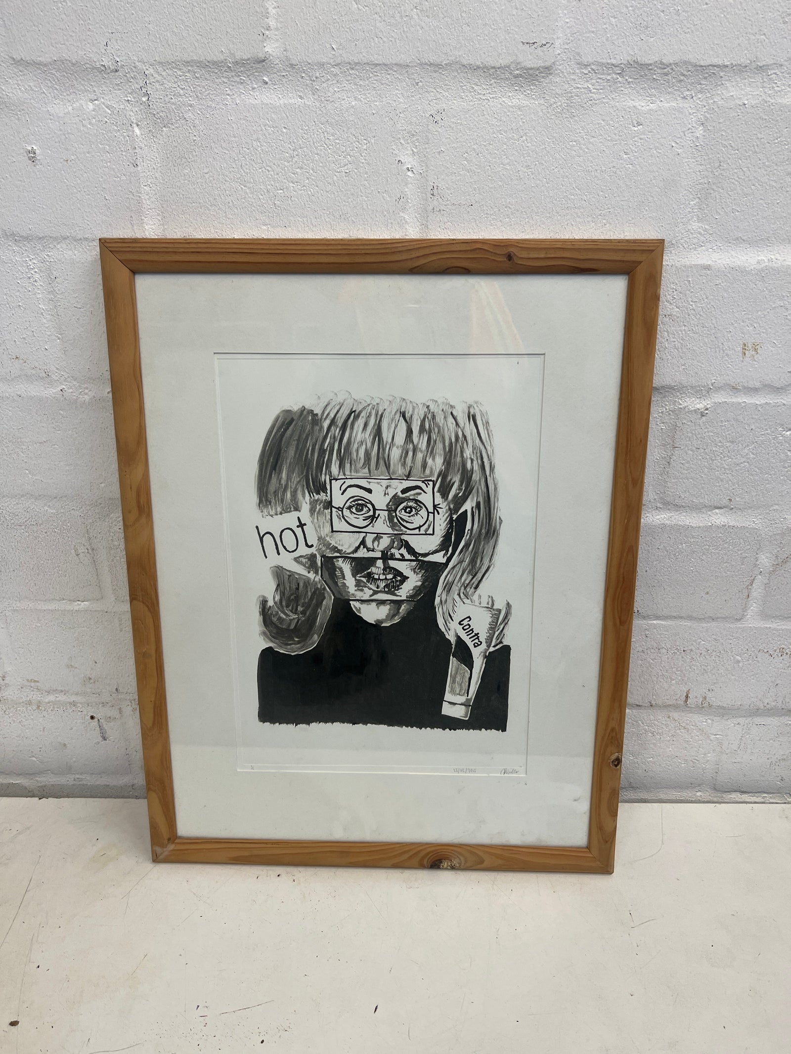Hot Contra Shaded Framed Pencil Drawing