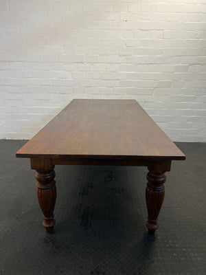 Solid Wooden Eight Seater Dining Table with Turned Legs - REDUCED