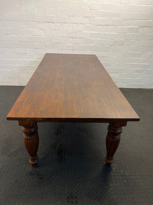 Solid Wooden Eight Seater Dining Table with Turned Legs - REDUCED