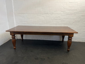 Solid Wooden Eight Seater Dining Table with Turned Legs - REDUCED