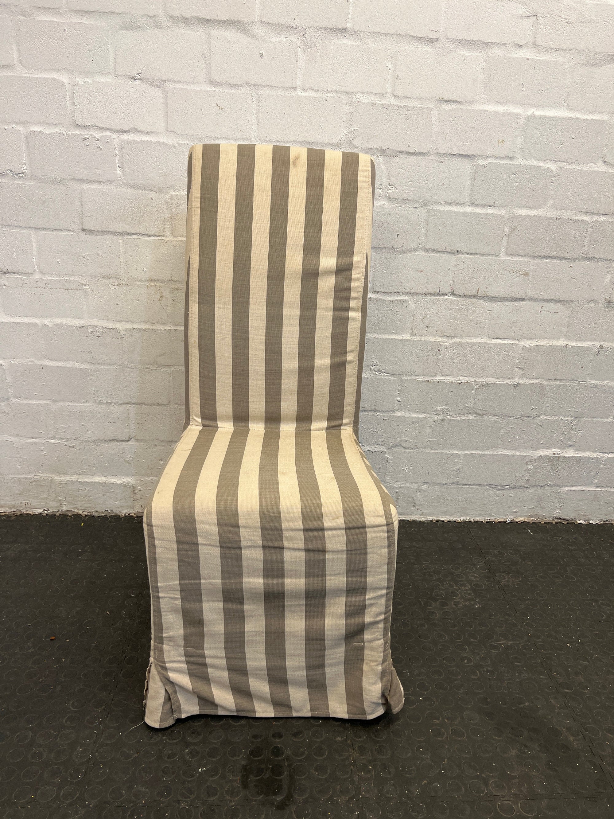 White Coricraft Dining Chair with Striped Covers - REDUCED