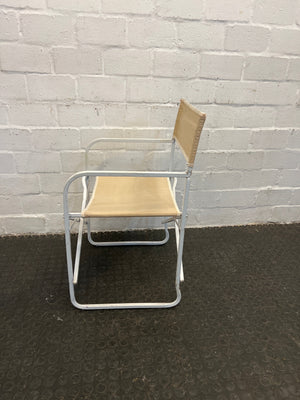 White and Beige Steel Framed Visitors Chair