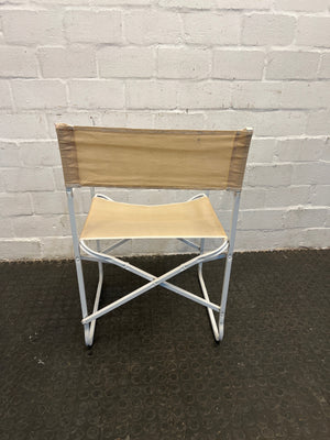 White and Beige Steel Framed Visitors Chair