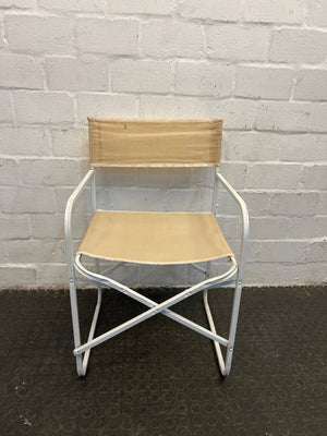 White and Beige Steel Framed Visitors Chair