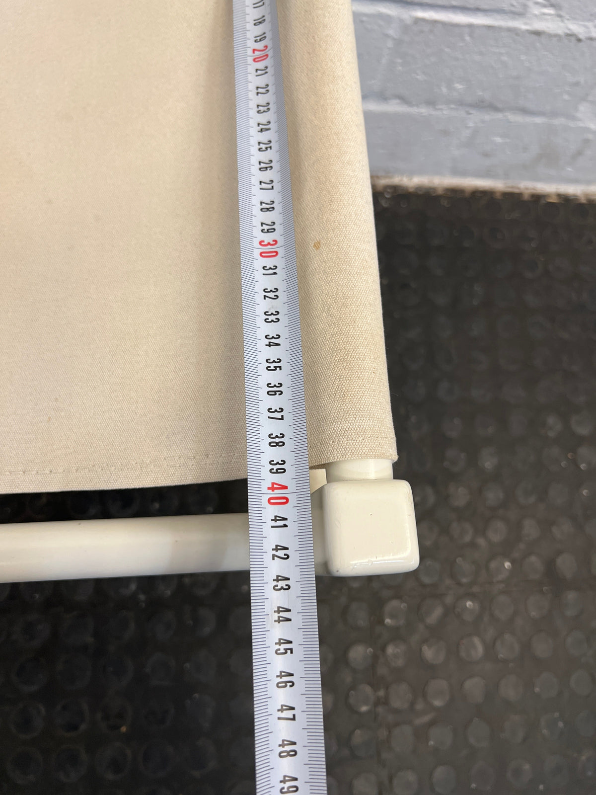 White Wooden Dining Chair with Fabric Seat and Backing - PRICE DROP