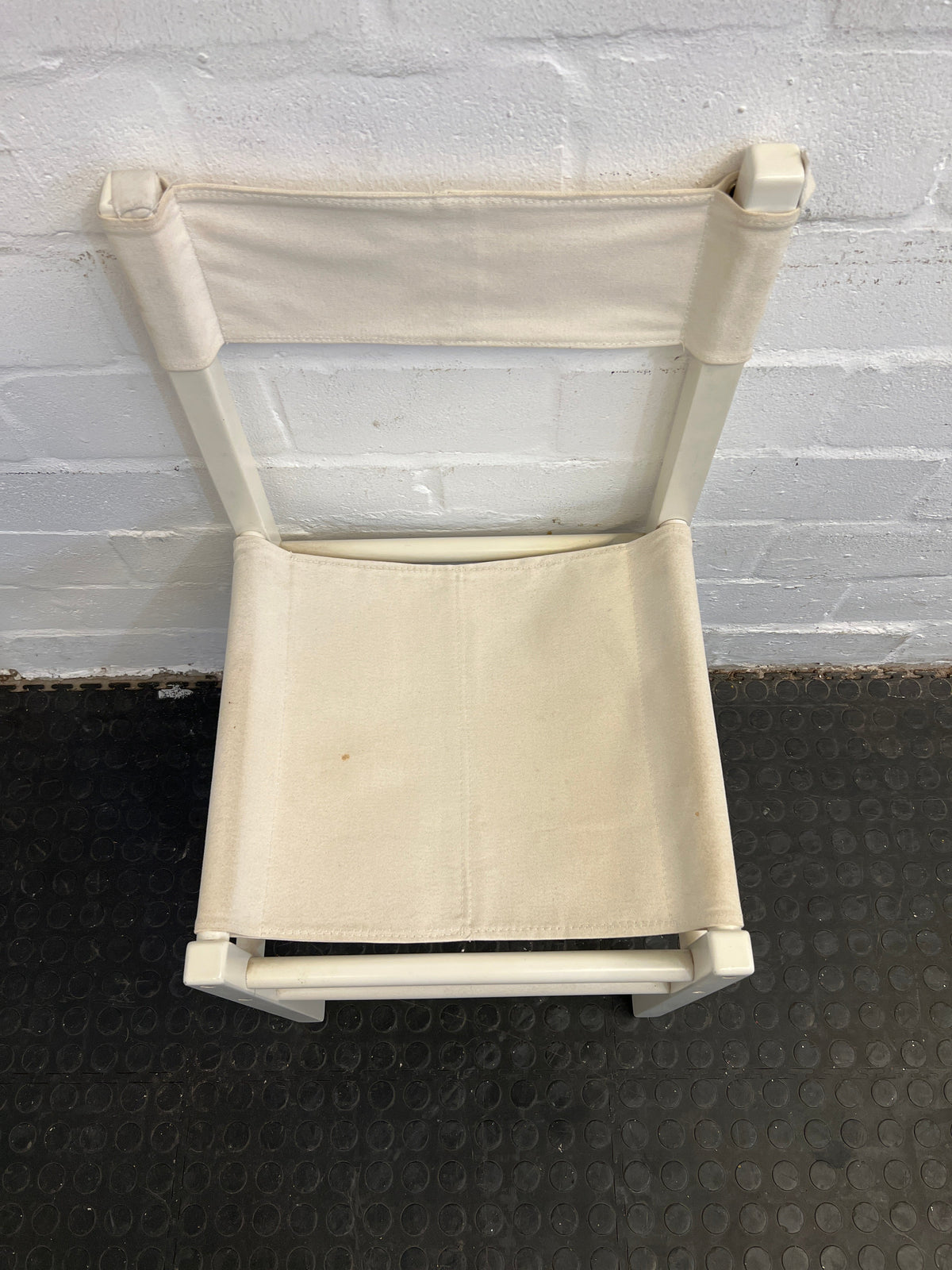 White Wooden Dining Chair with Fabric Seat and Backing - PRICE DROP