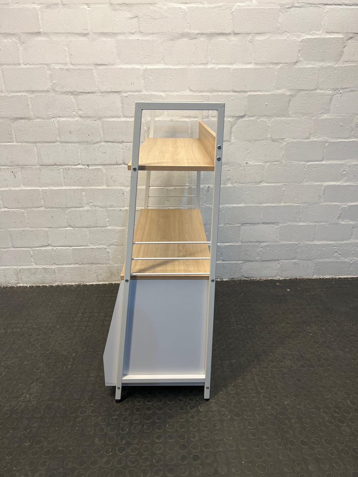 Wooden Display Shelf with White Steel Frame - REDUCED