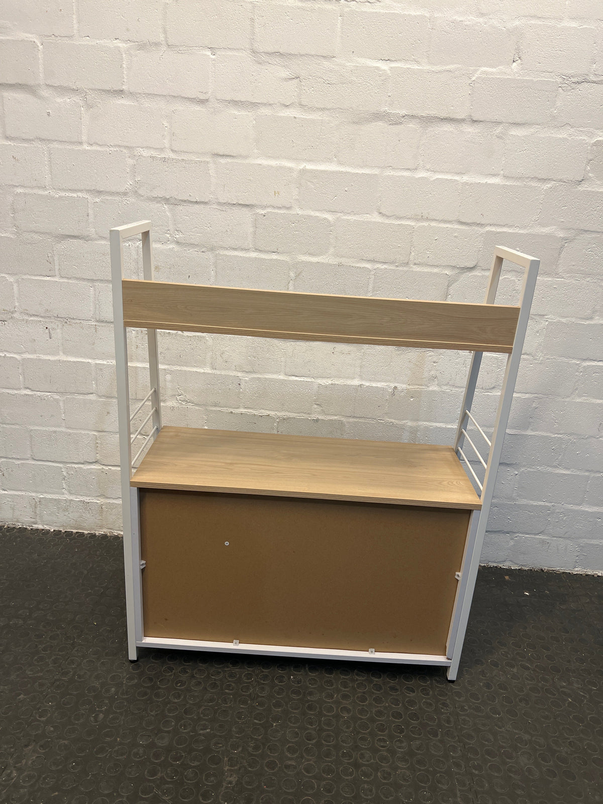 Wooden Display Shelf with White Steel Frame - REDUCED