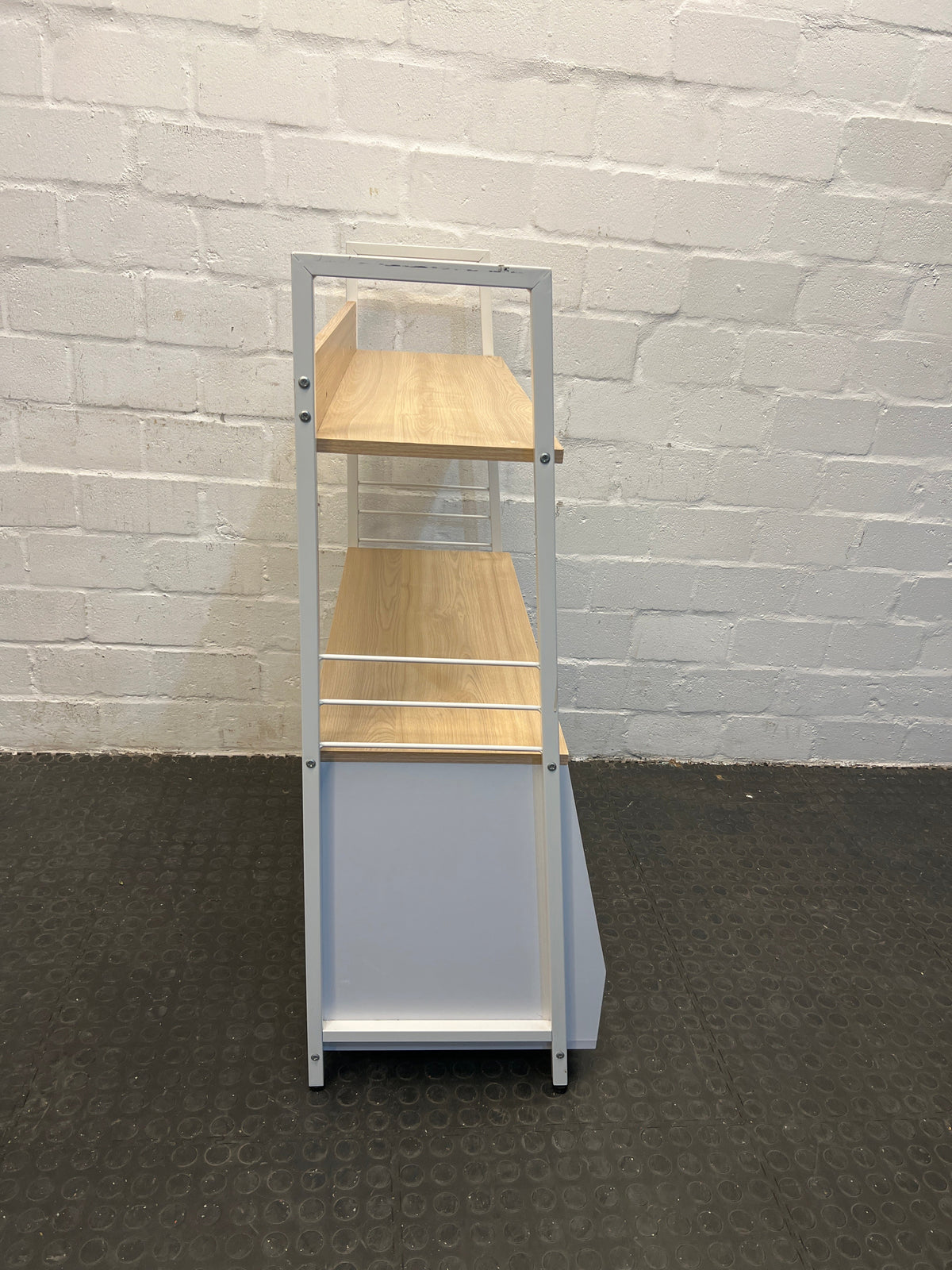Wooden Display Shelf with White Steel Frame - REDUCED