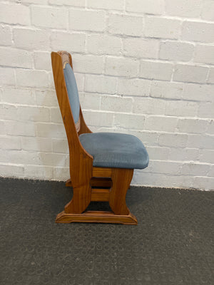 Blue Material Seat Dining Chair with Wooden Frame