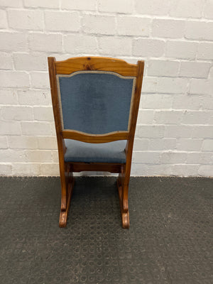 Blue Material Seat Dining Chair with Wooden Frame