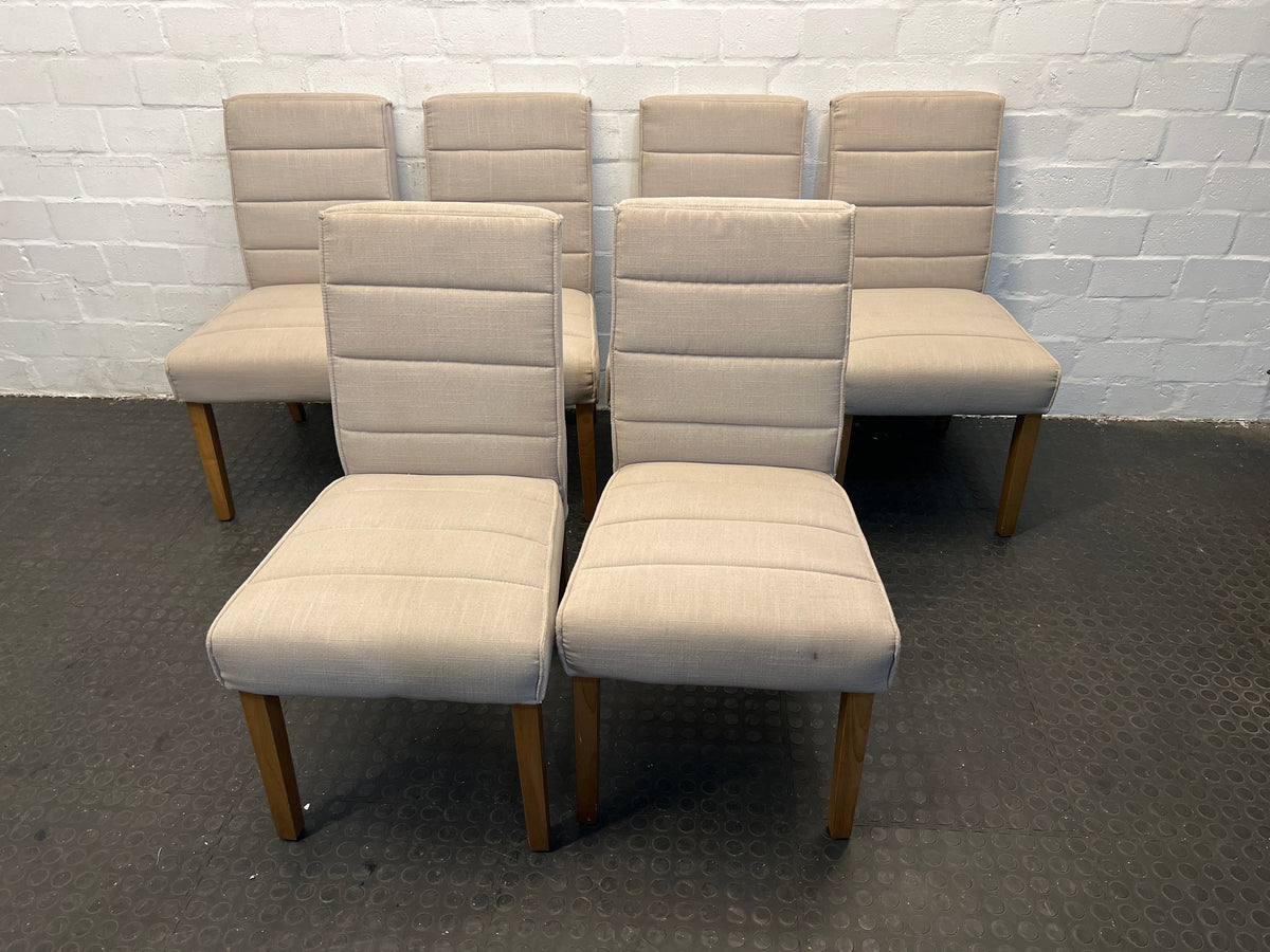 Coricraft Beige Upholstered Dining Chair with Wooden Legs - PRICE DROP