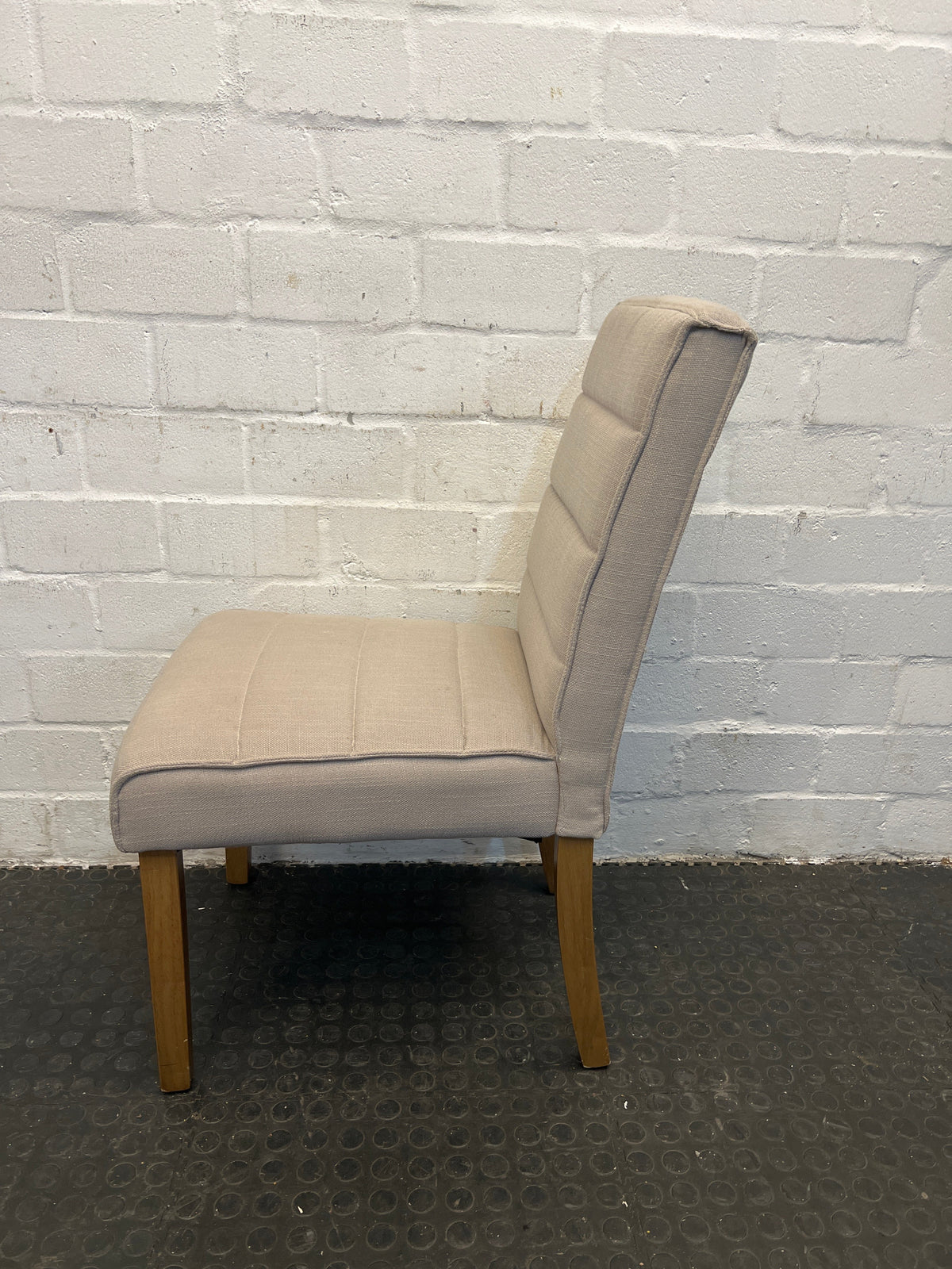 Coricraft Beige Upholstered Dining Chair with Wooden Legs - PRICE DROP