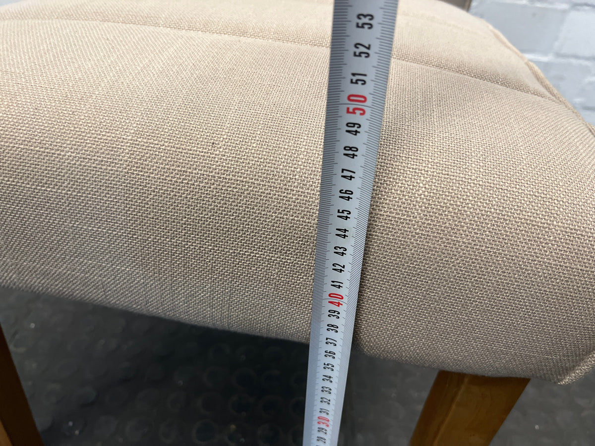 Coricraft Beige Upholstered Dining Chair with Wooden Legs - PRICE DROP