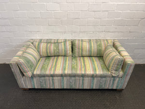 Green Striped Two Seater Couch - REDUCED