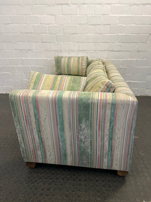 Green Striped Two Seater Couch - REDUCED