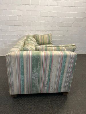 Green Striped Two Seater Couch - REDUCED