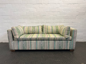 Green Striped Two Seater Couch - REDUCED