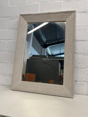 White Washed Detailed Framed Mirror