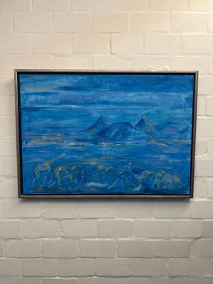 Blue Serene Animal and Table Mountain Painting 105 x 75cm