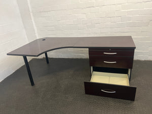 Dark Brown L-Shaped Office Desk (No Lock Mechanism)