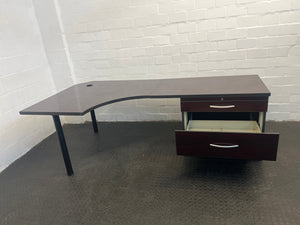 Dark Brown L-Shaped Office Desk (No Lock Mechanism)