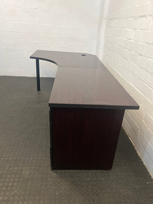 Dark Brown L-Shaped Office Desk (No Lock Mechanism)