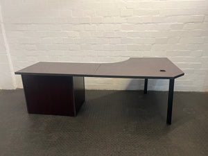 Dark Brown L-Shaped Office Desk (No Lock Mechanism)